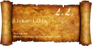 Licker Lilla névjegykártya